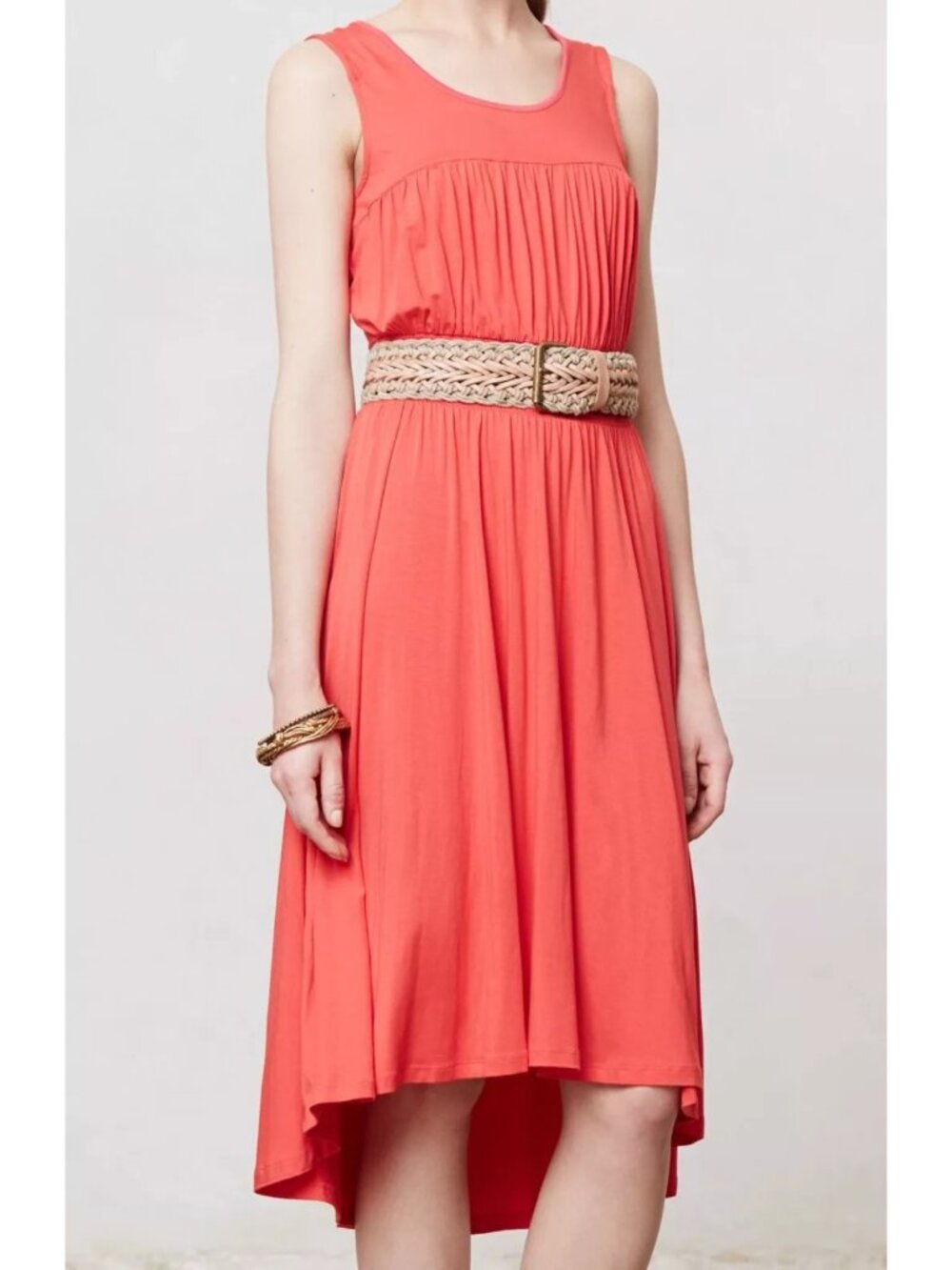 Anthropologie Girls from Savoy Annabel Midi Dress Medium High Low Smocked Waist